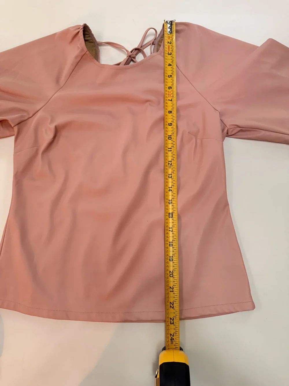 J Crew Puff Sleeve Open Back Faux Leather  top Sz 4 (runs small per website)
